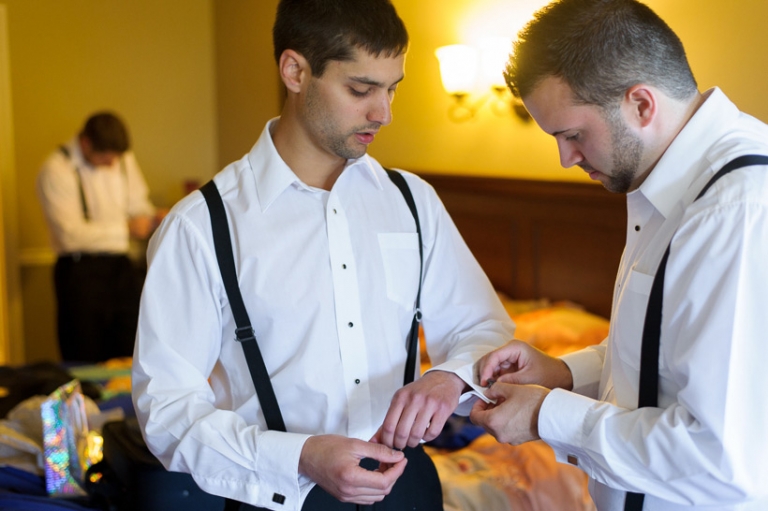 Groom getting ready