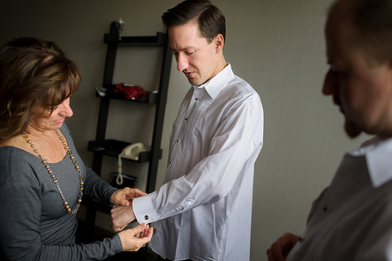 Groom getting ready