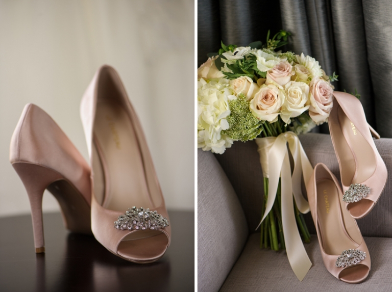 Wedding shoes and bouquet