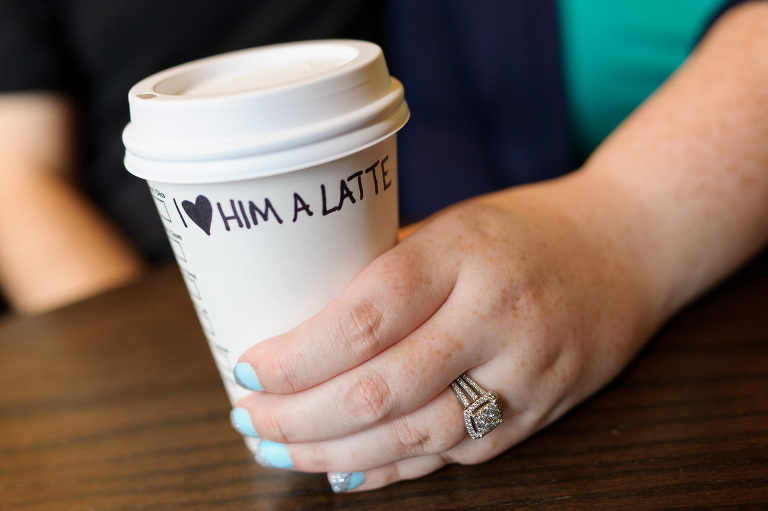 Latte and engagement ring