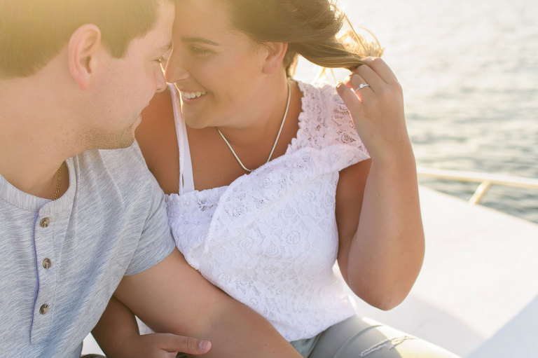 Sunset boat engagement shoot