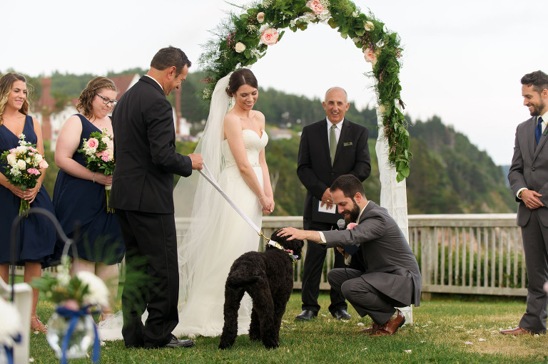 Groom reading vows to their dog