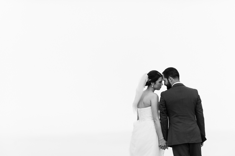 Black and white portrait of Bride and Groom