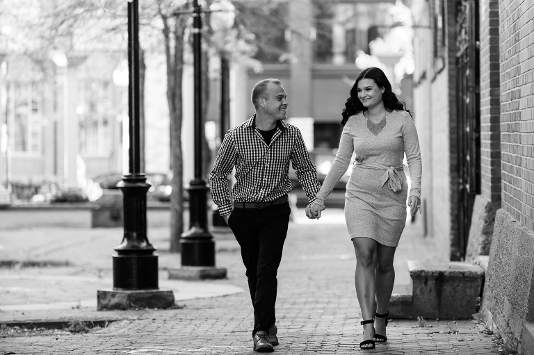 Couple walking on Main Street Moncton