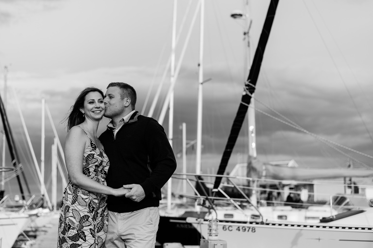 Couple on sailboat docks