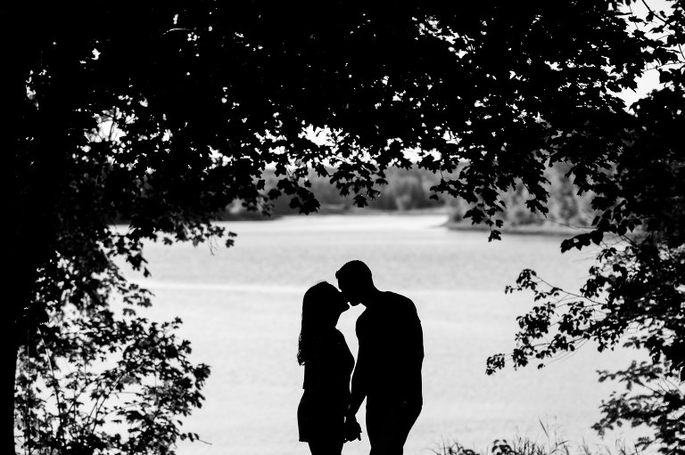 Engagement Session - black and white silhouette